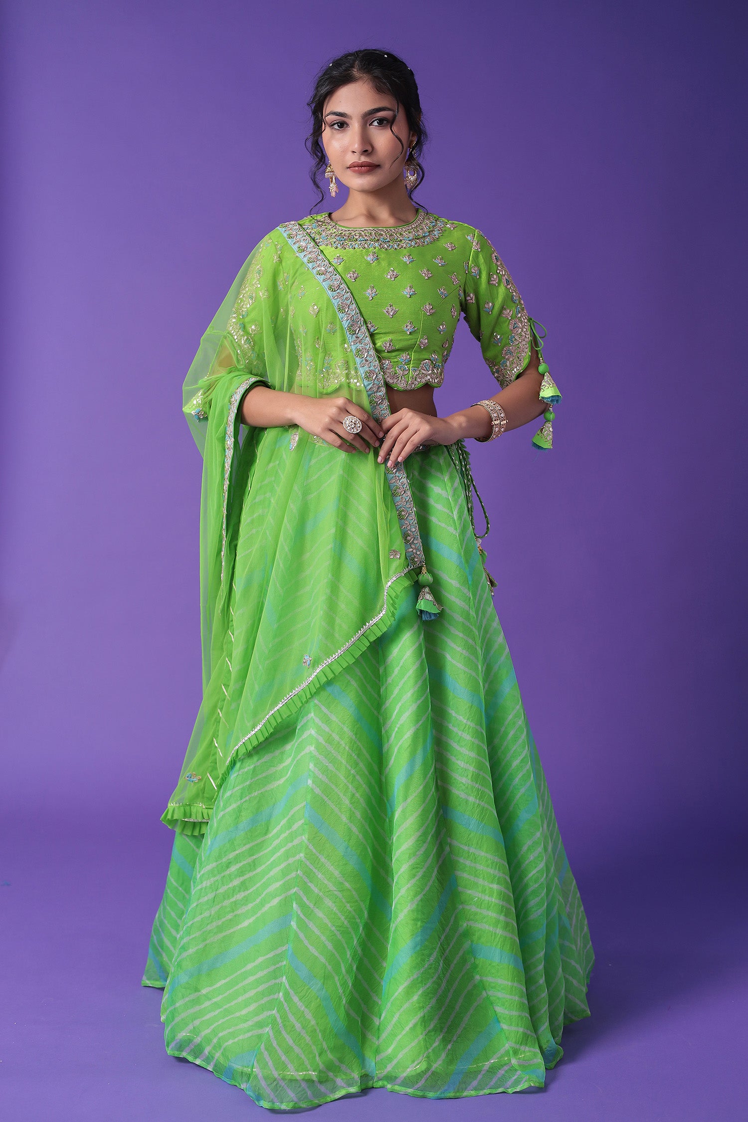 Neelapani Leheriya Georgette Lehenga