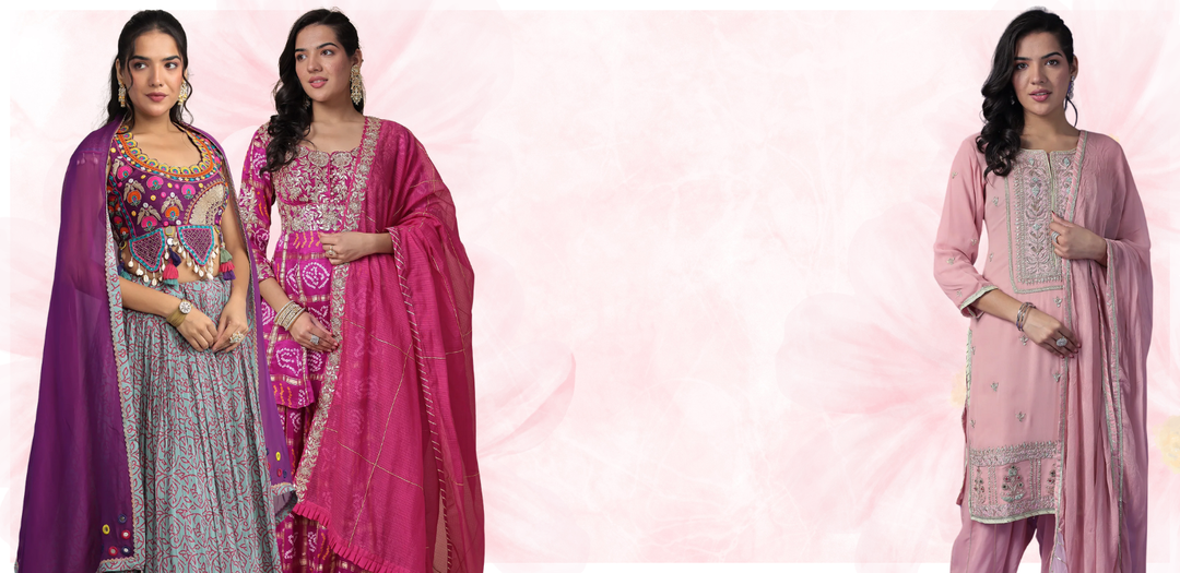 Get Stylish Lohri Party Looks with Lehengas & Suits for Women from Zari Jaipur