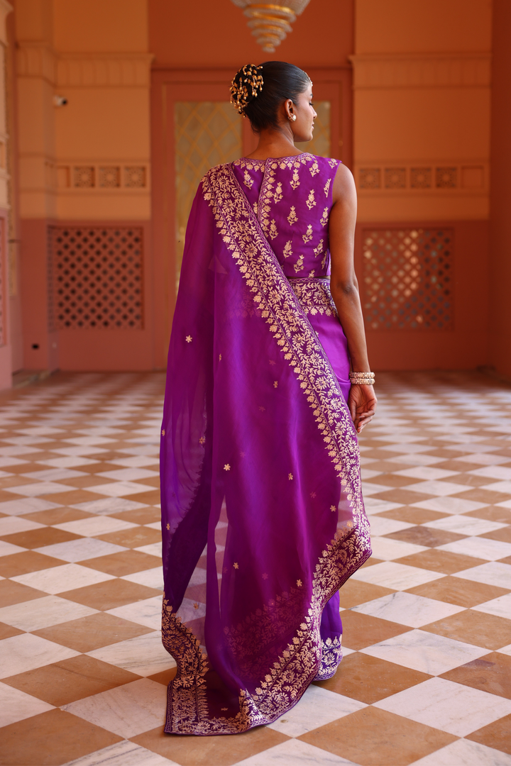 Organza Saree with Aari, Sequins work.