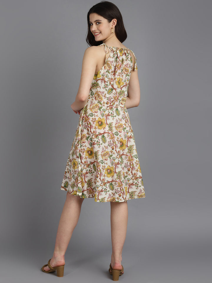 Printed A-Line Cotton Western Dress