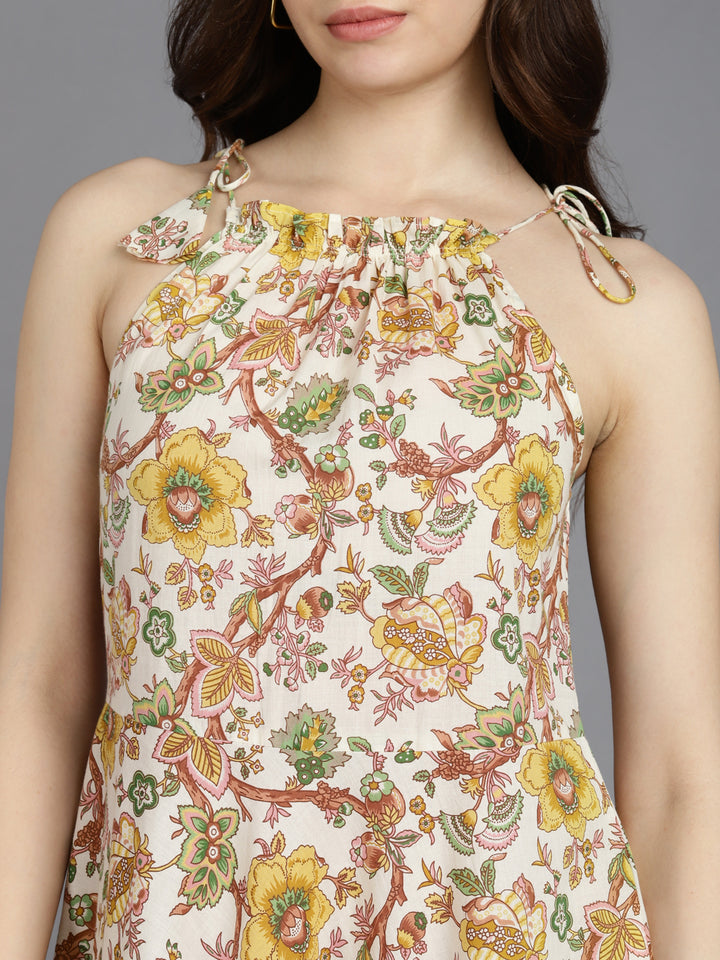 Printed A-Line Cotton Western Dress