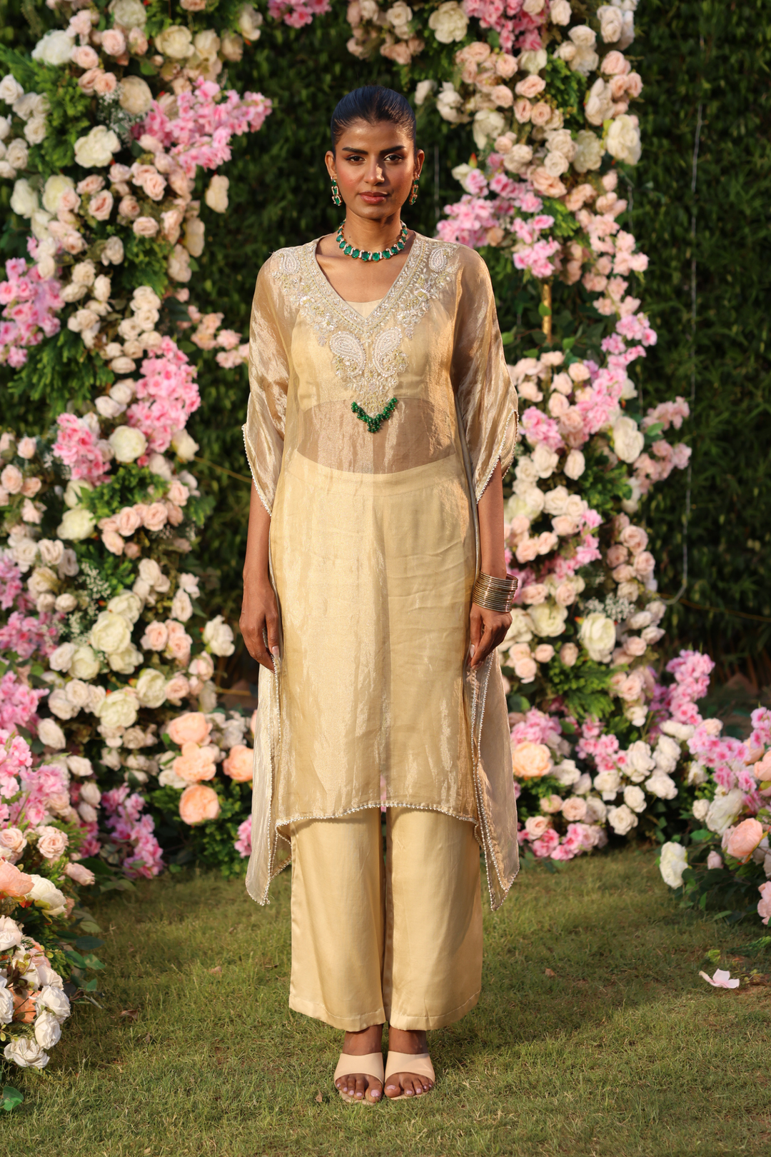 Gold Tissue Indo Western for Women