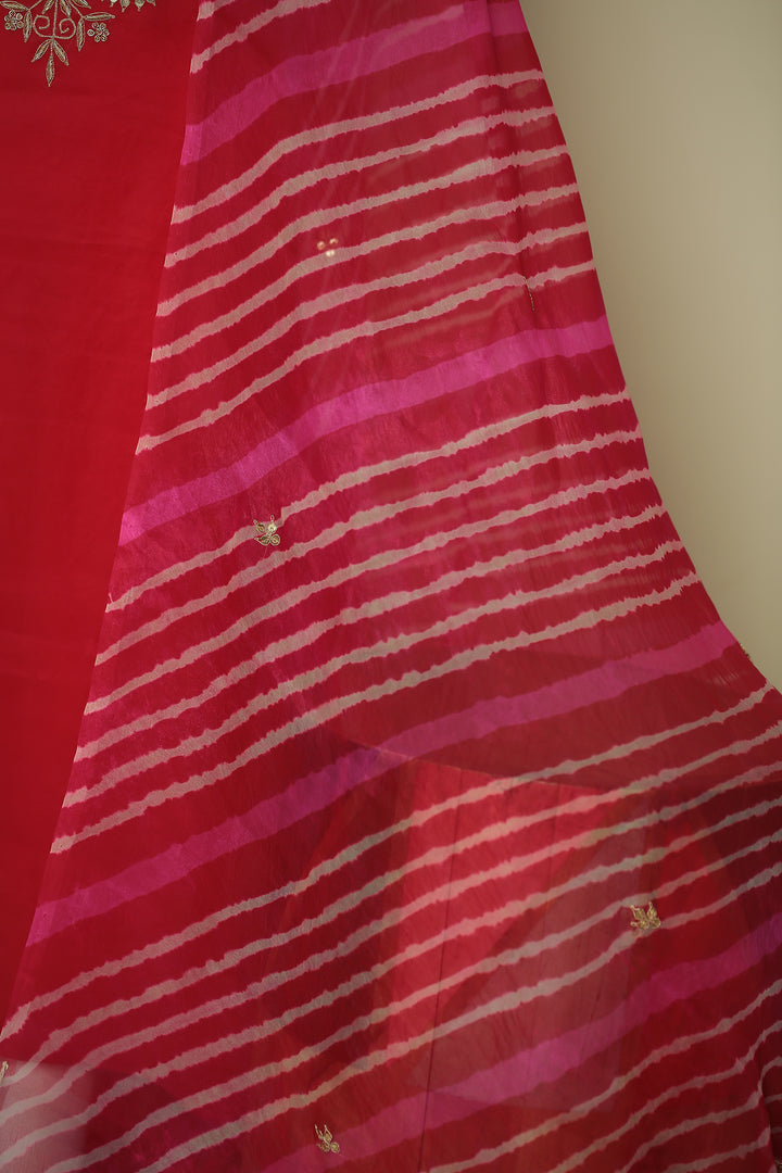Organza Unstitched Suit with Sequins, Zardozi, Zari work.