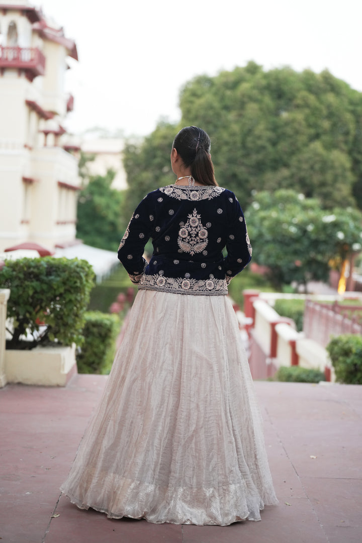 Tissue Lehenga with Gota Patti, Zardozi work.