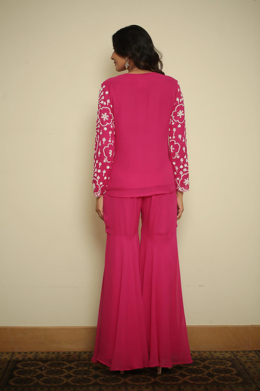georgette Indowestern with Pearl, Thread work.
