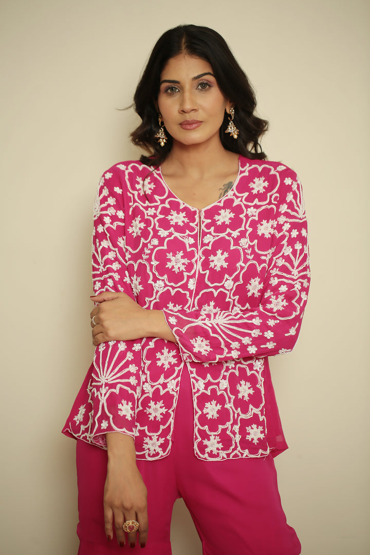 georgette Indowestern with Pearl, Thread work.