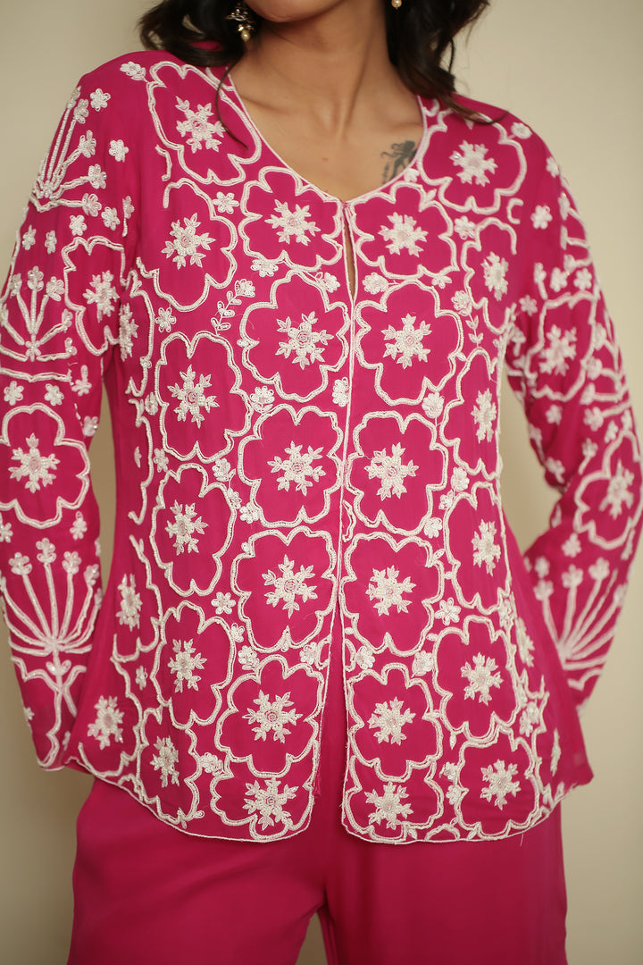 georgette Indowestern with Pearl, Thread work.