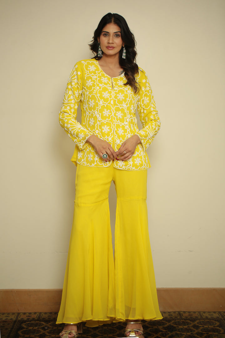 georgette Indowestern with Pearl, Thread work.