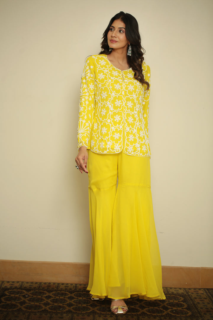 georgette Indowestern with Pearl, Thread work.