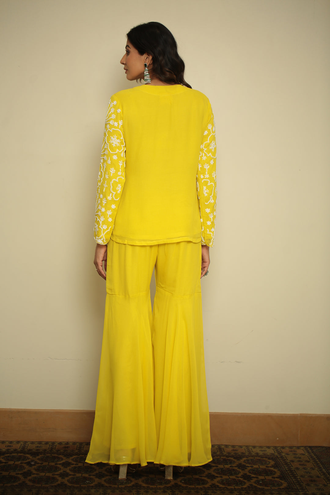 georgette Indowestern with Pearl, Thread work.