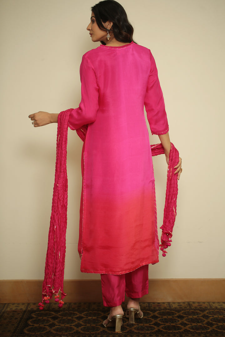 viscose organza Suit with Aari, Sequins, Thread, Zari work.