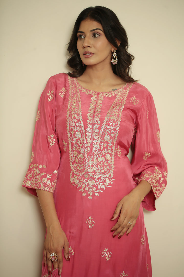 silk Suit with Thread, Zari work.