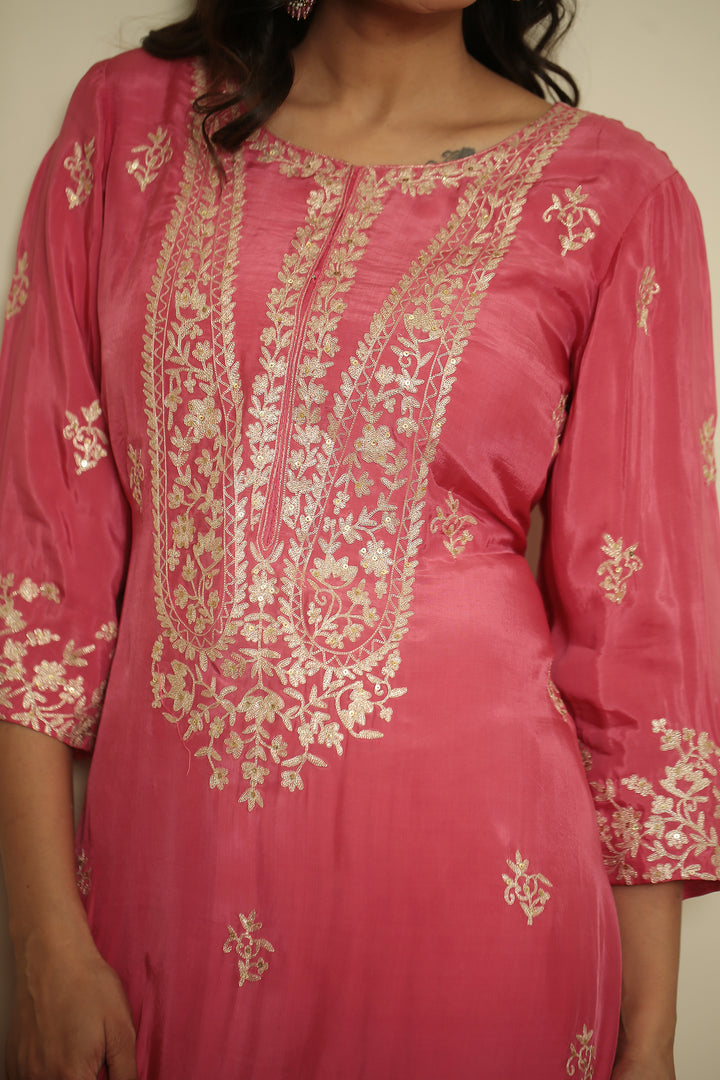 silk Suit with Thread, Zari work.