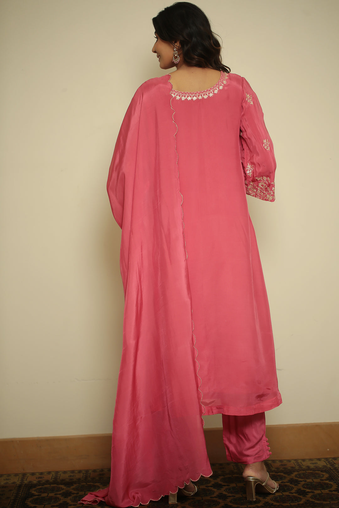 silk Suit with Thread, Zari work.