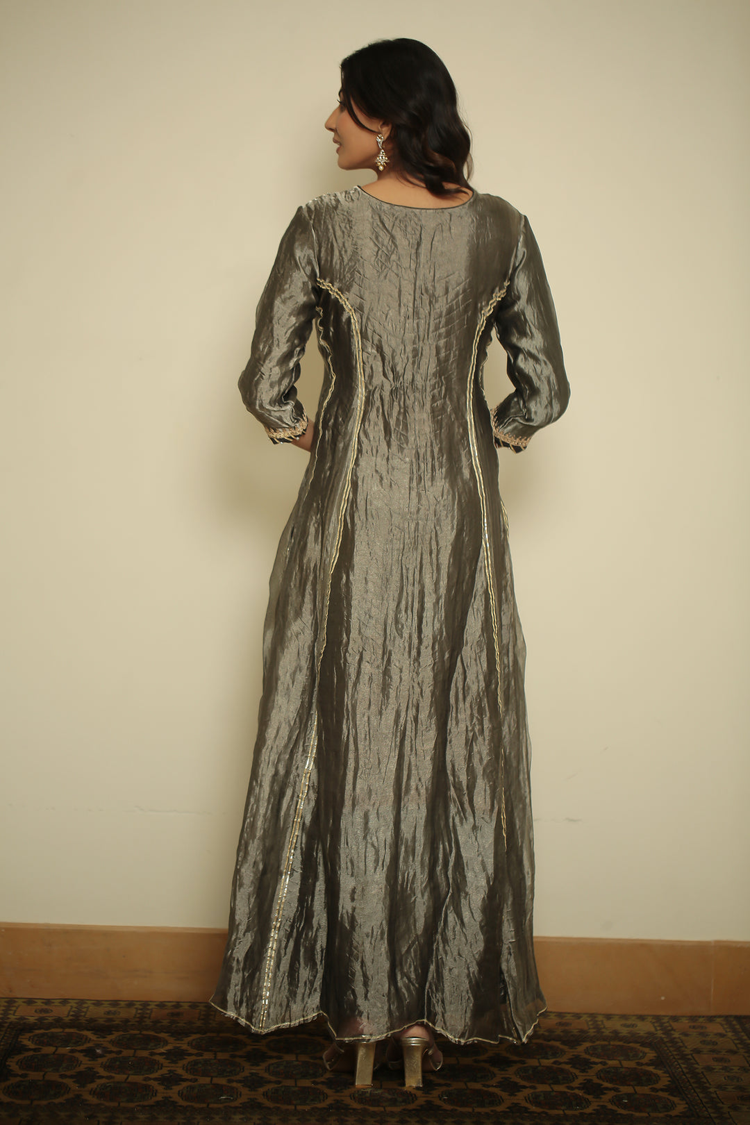 tissue Suit with Dori, Gota, Gota Patti, Pearl, Sequins, Thread, Zardozi, Zari work.