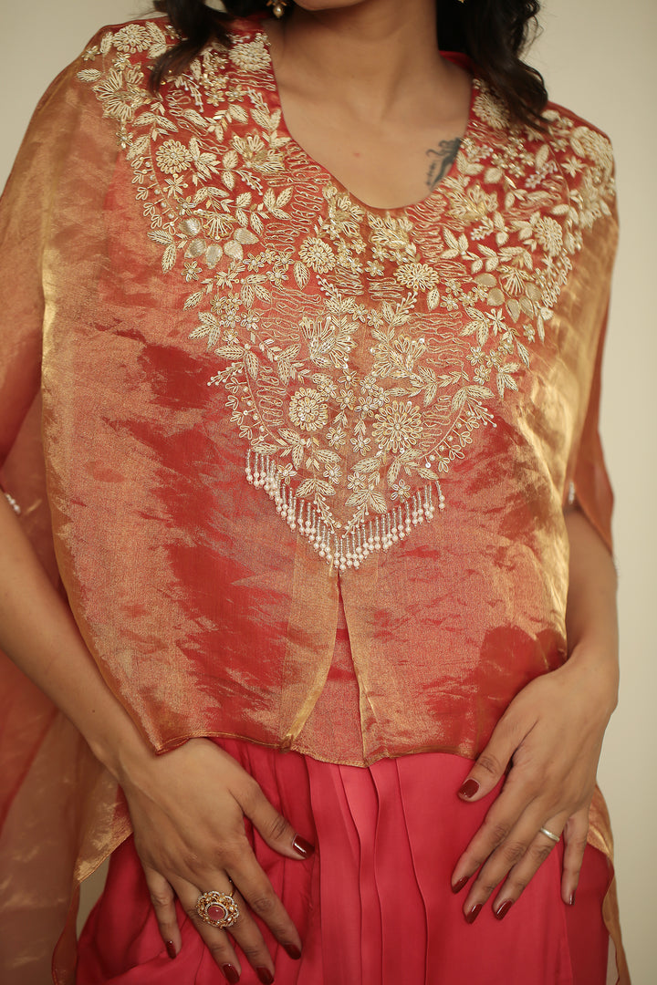 tissue Indowestern with Cutdana, Sequins, Thread, Tissue, Zardozi work.