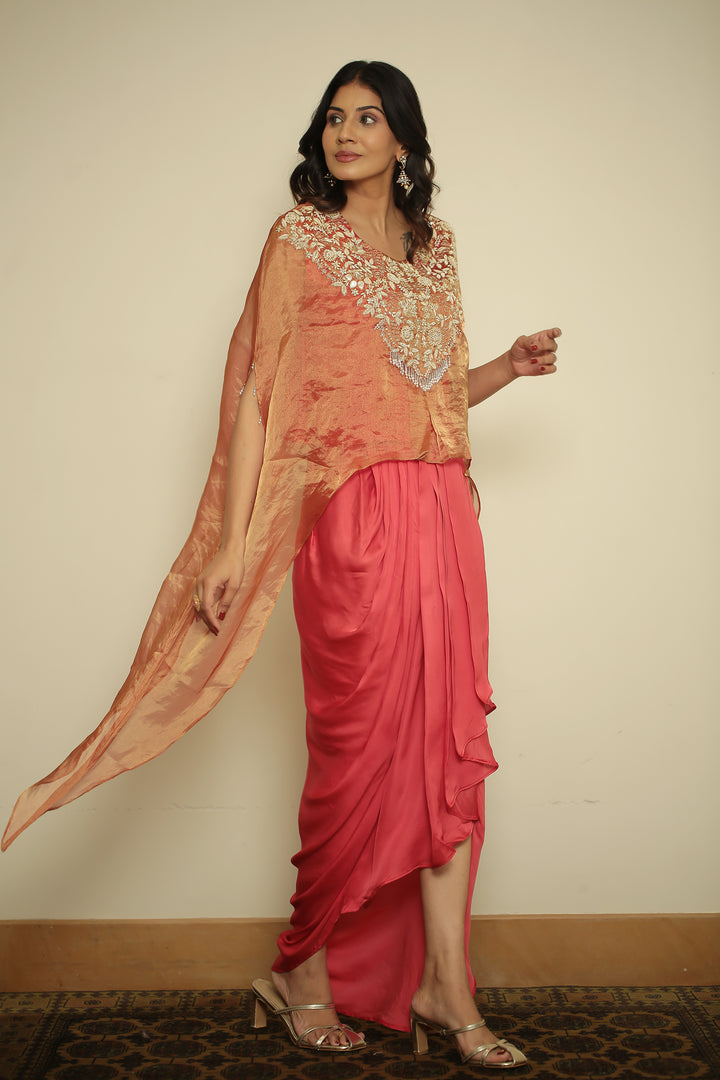 tissue Indowestern with Cutdana, Sequins, Thread, Tissue, Zardozi work.