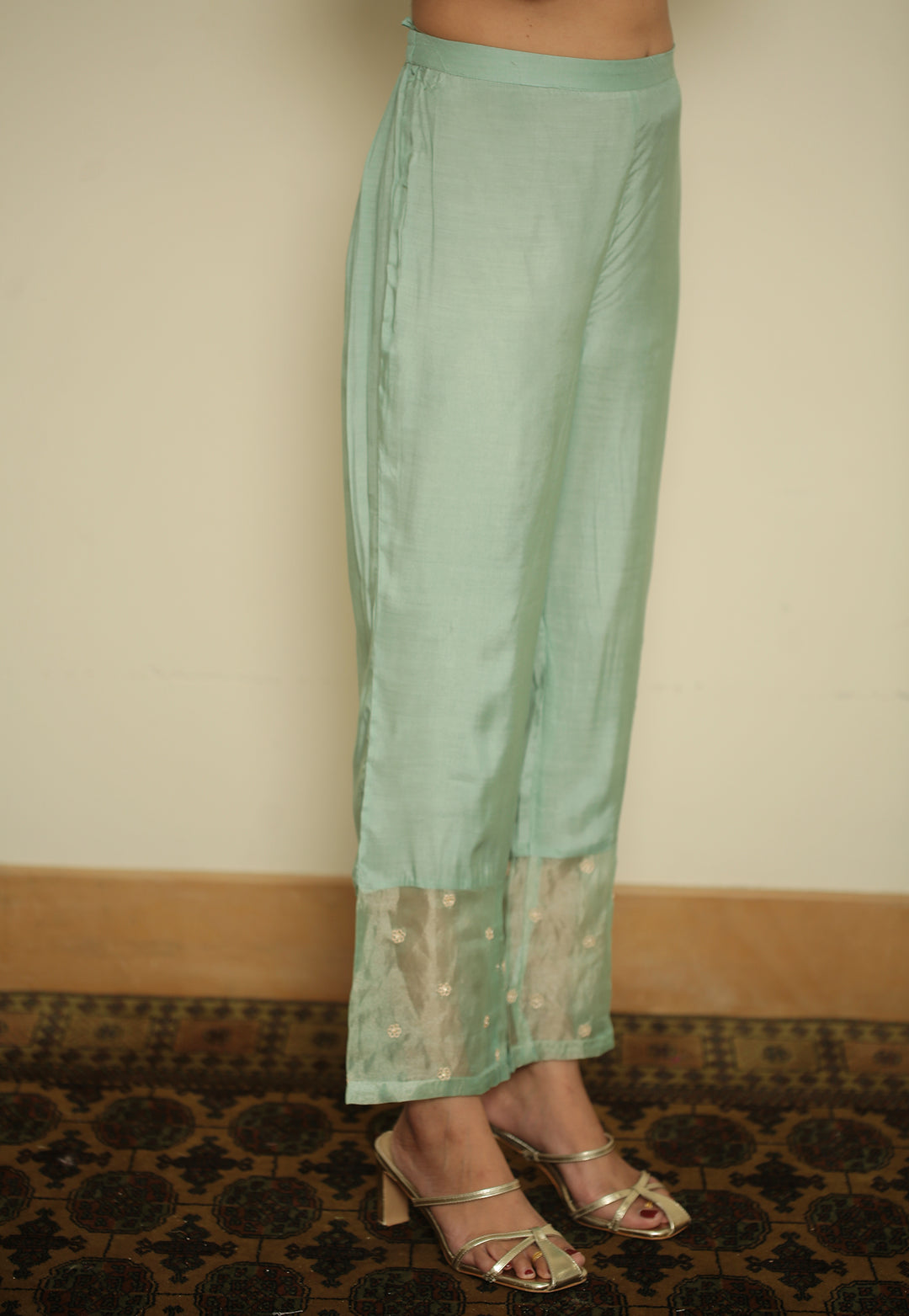 tissue Kaftan with Dori, Gota, Gota Patti, Pearl, Sequins, Zardozi work.