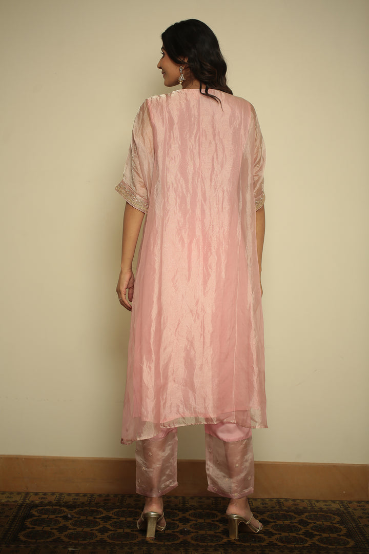 tissue Kaftan with Dori, Gota, Gota Patti, Pearl, Sequins work.