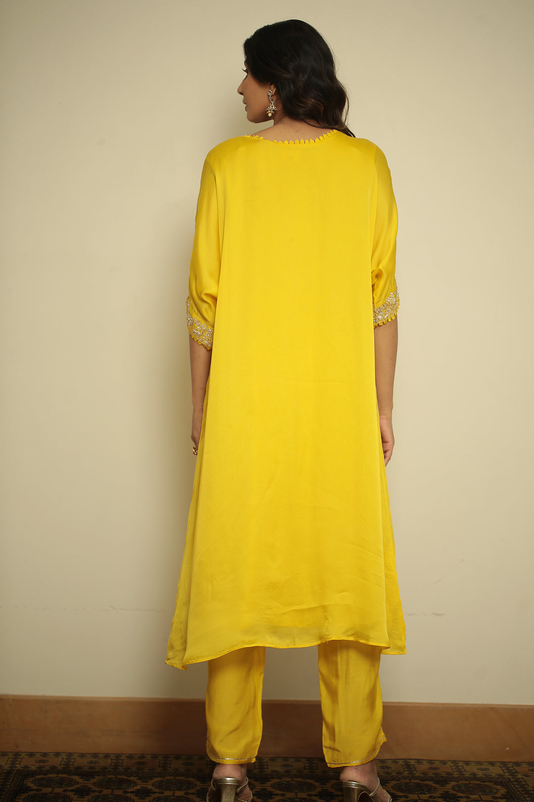 organza Kaftan with Pearl, Sequins, Thread work.