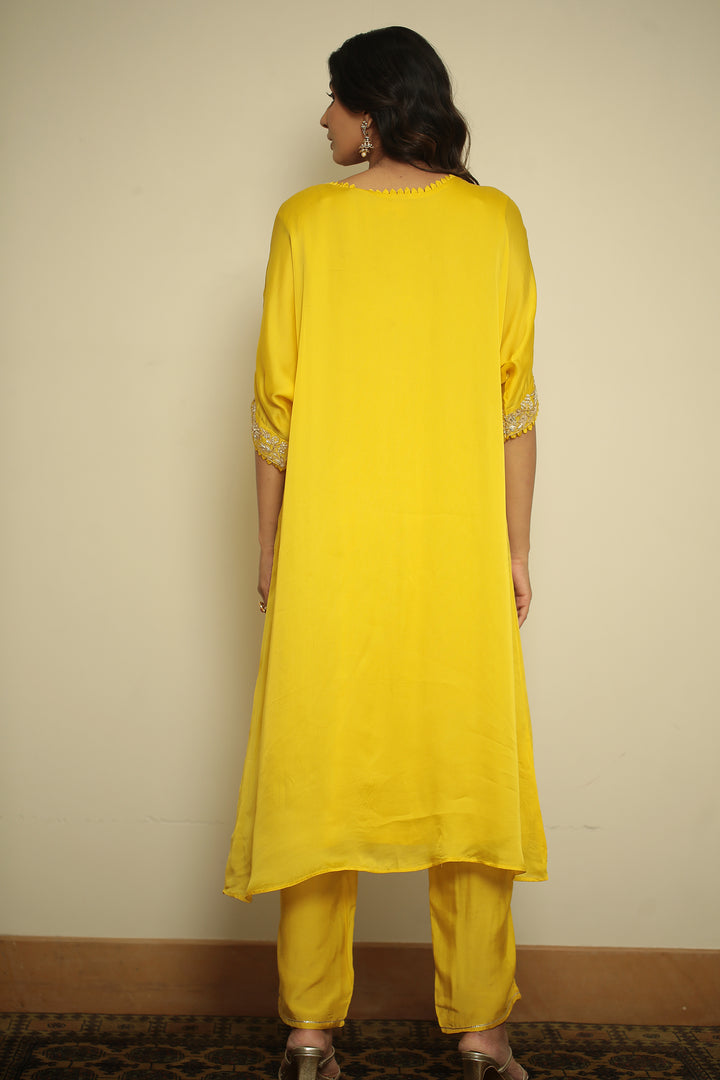 organza Kaftan with Pearl, Sequins, Thread work.