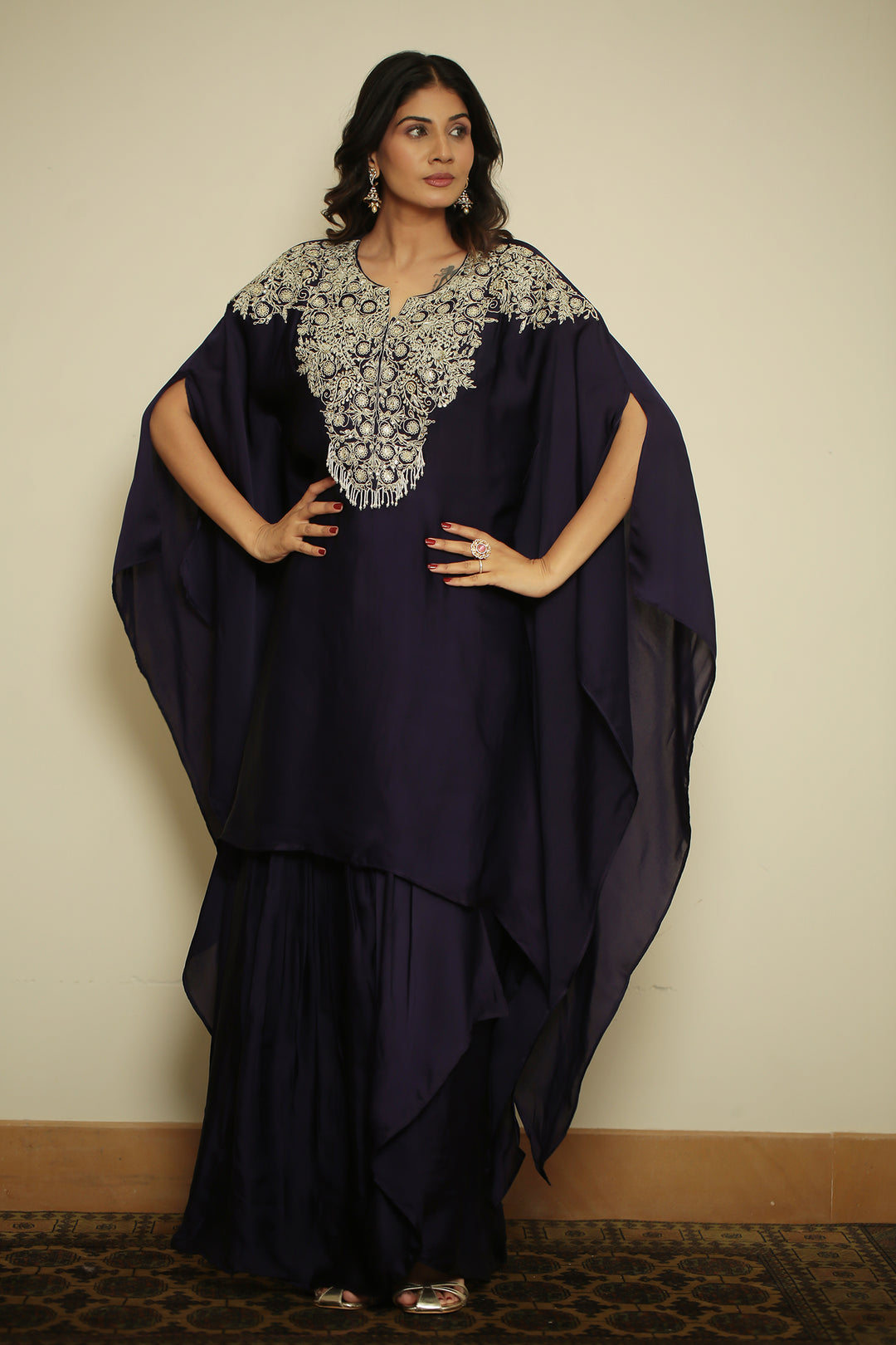 organza Indowestern with Zari Embroidery, Dabka Work, Cutdana Work ,Sequin Work, Thread Embroidery, Bead Work work.