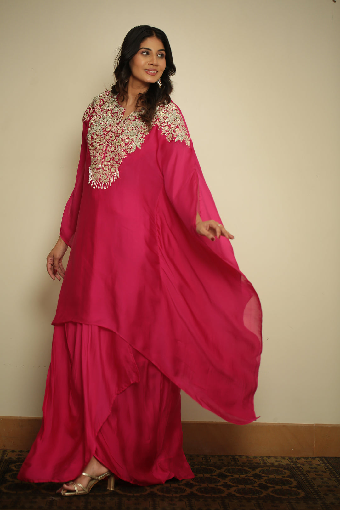organza Indowestern with Cutdana, Pearl, Thread, Zari work.