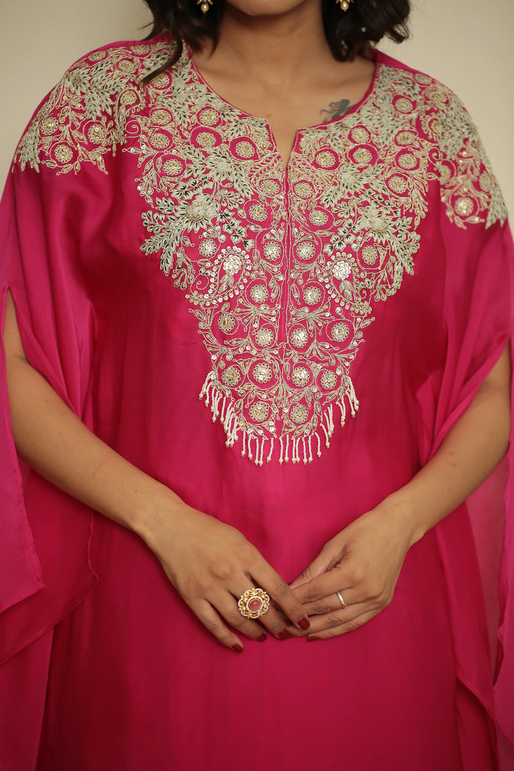 organza Indowestern with Cutdana, Pearl, Thread, Zari work.