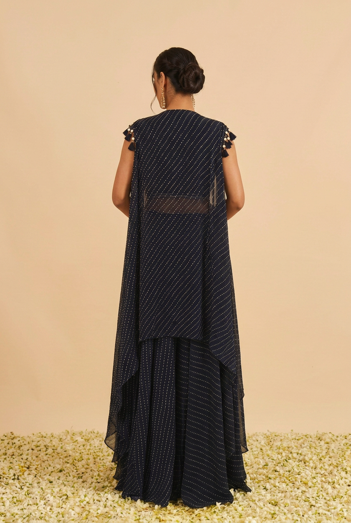 Georgette Indowestern with Gota, Mothra work.