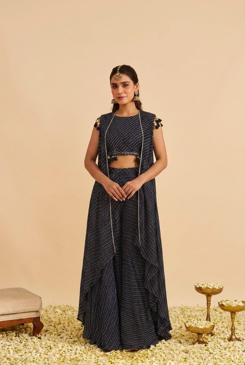 Georgette Indowestern with Gota, Mothra work.
