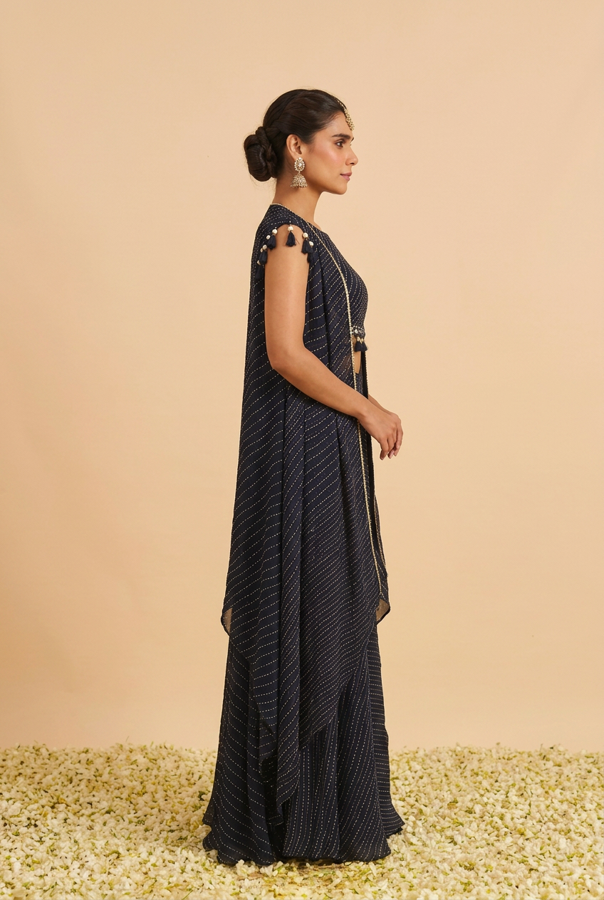 Georgette Indowestern with Gota, Mothra work.