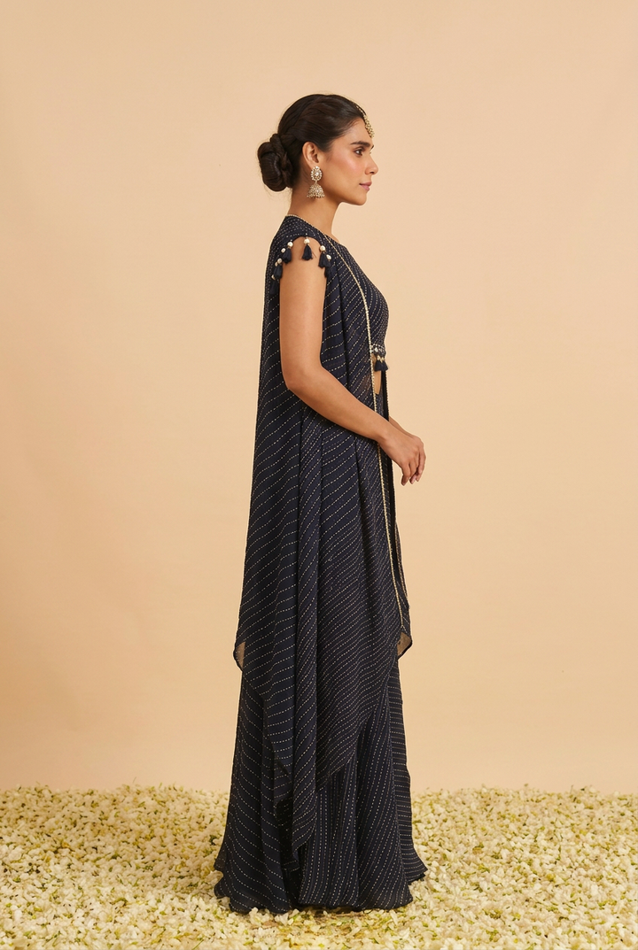 Georgette Indowestern with Gota, Mothra work.