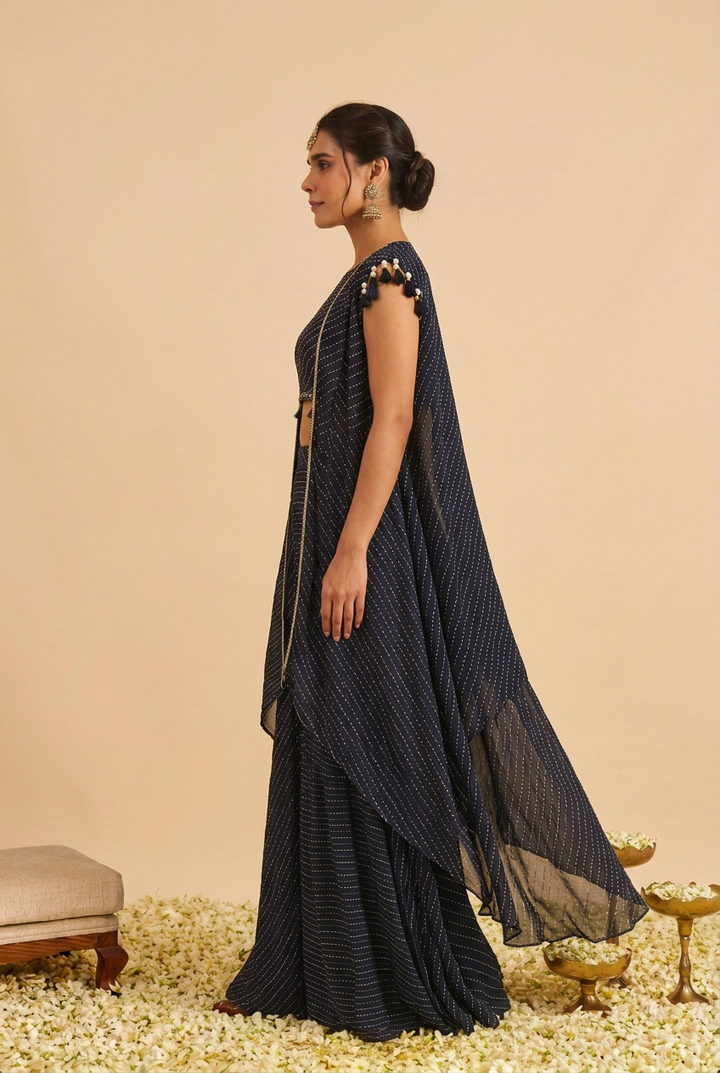 Georgette Indowestern with Gota, Mothra work.