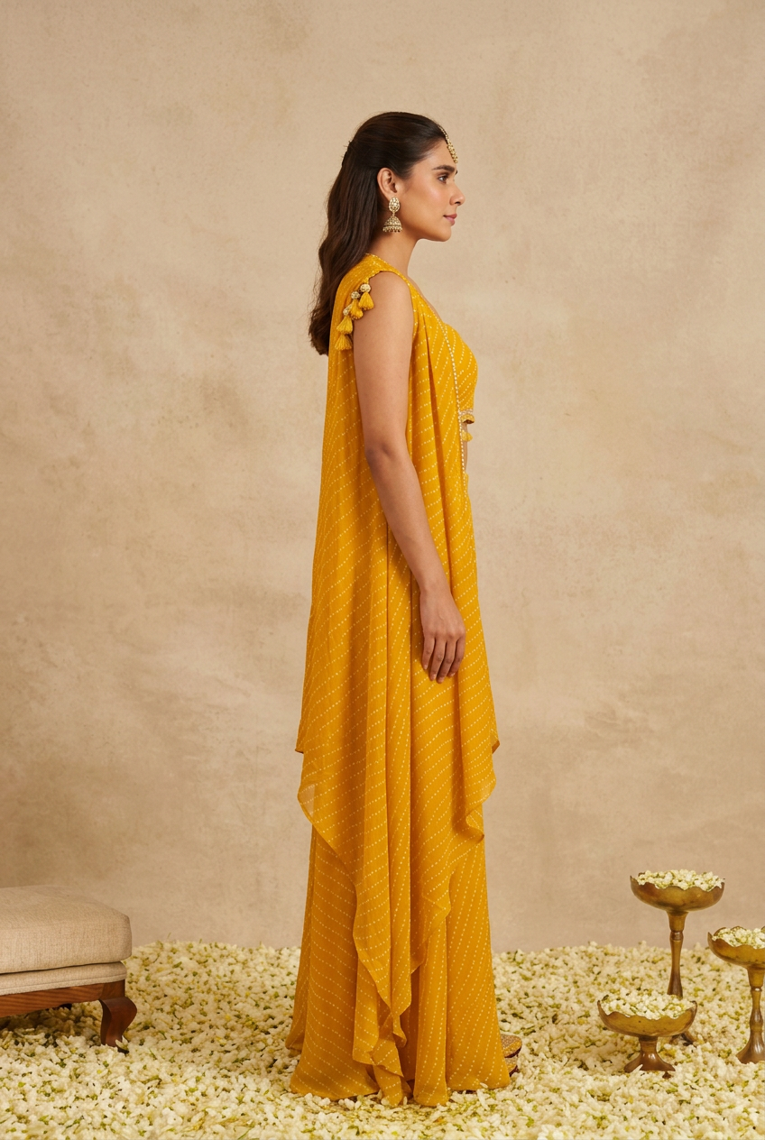 Georgette Indowestern with Gota, Mothra work.