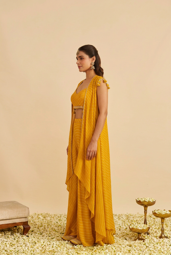 Georgette Indowestern with Gota, Mothra work.