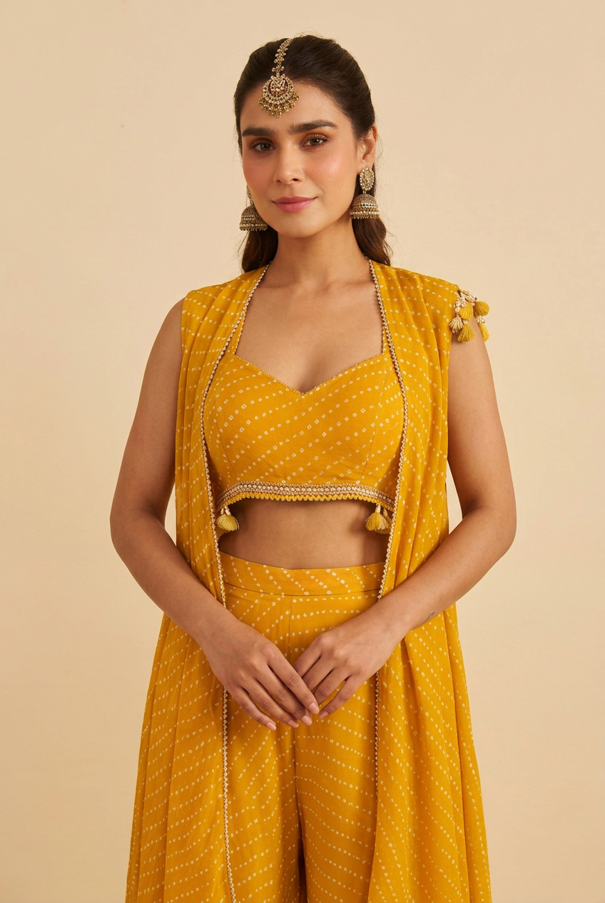 Georgette Indowestern with Gota, Mothra work.