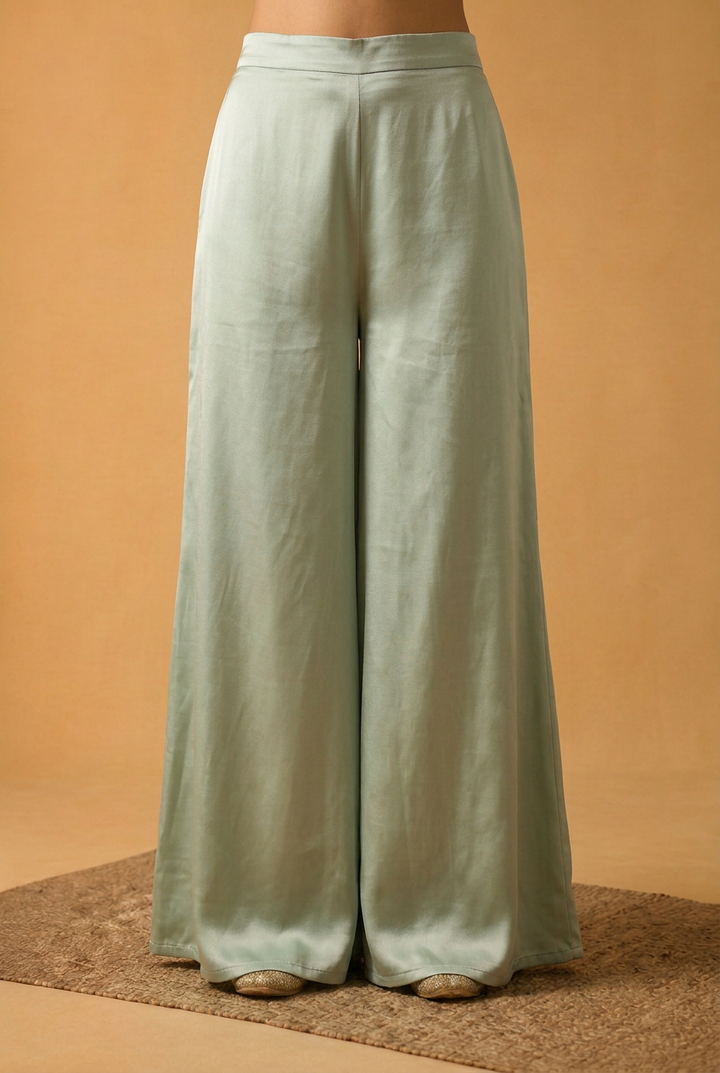 Satin Indowestern With Aari Work.