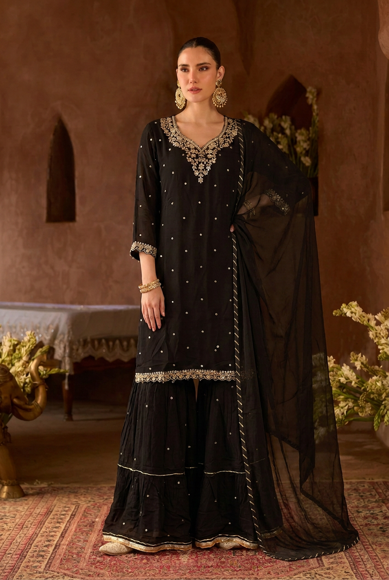 Georgette Suit with Gota Patti, Mirror work.