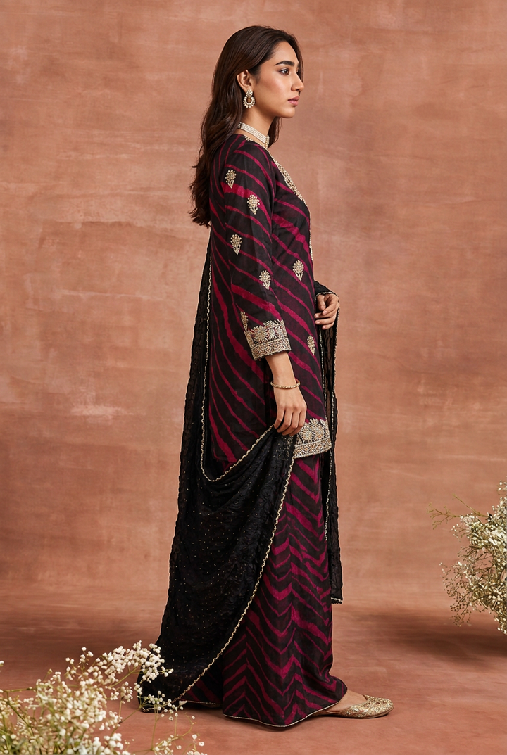 Silk Suit with Cutdana, Gota, Sequins work.