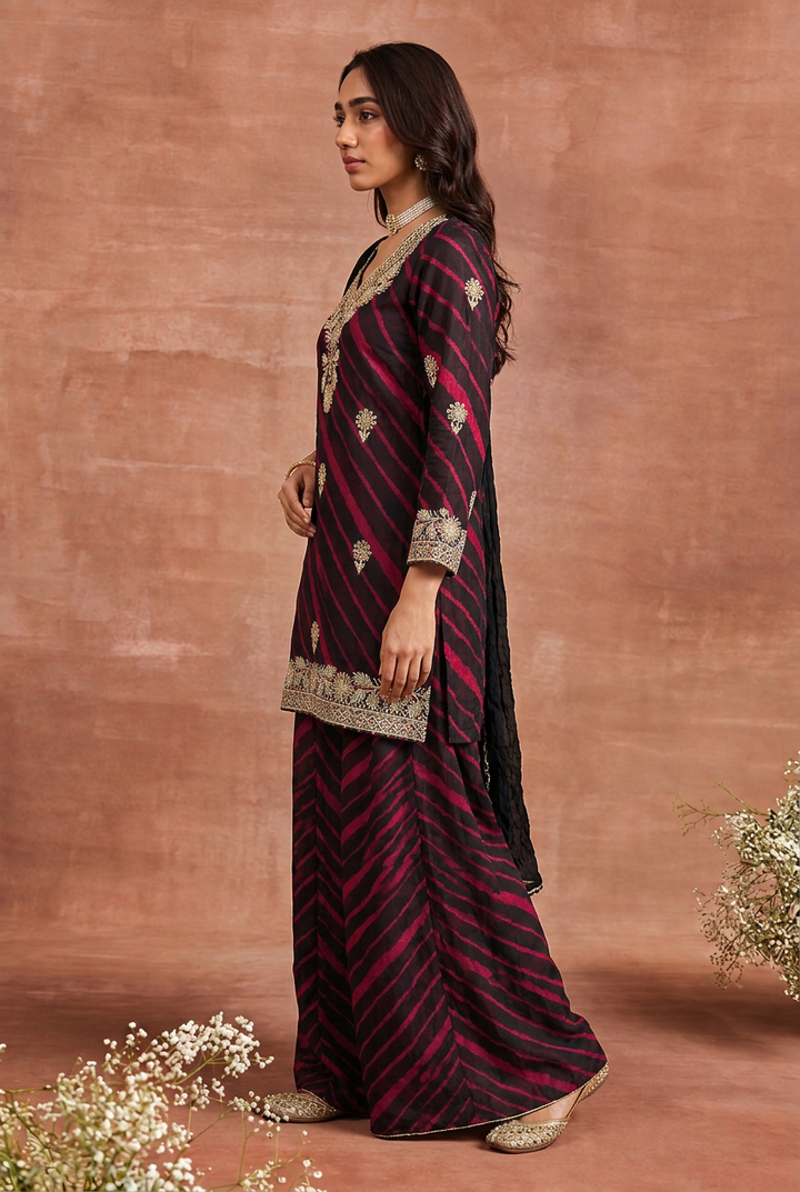 Silk Suit with Cutdana, Gota, Sequins work.