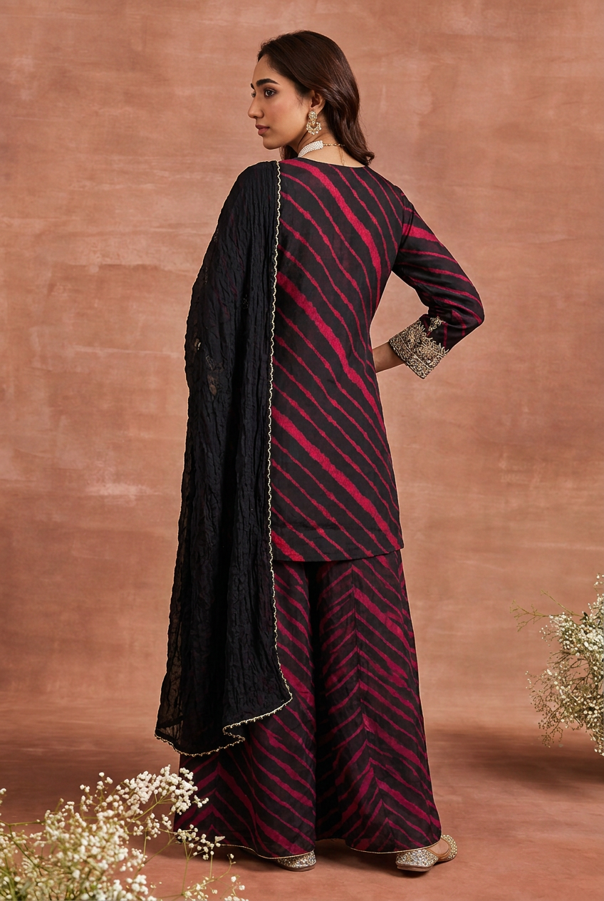 Silk Suit with Cutdana, Gota, Sequins work.