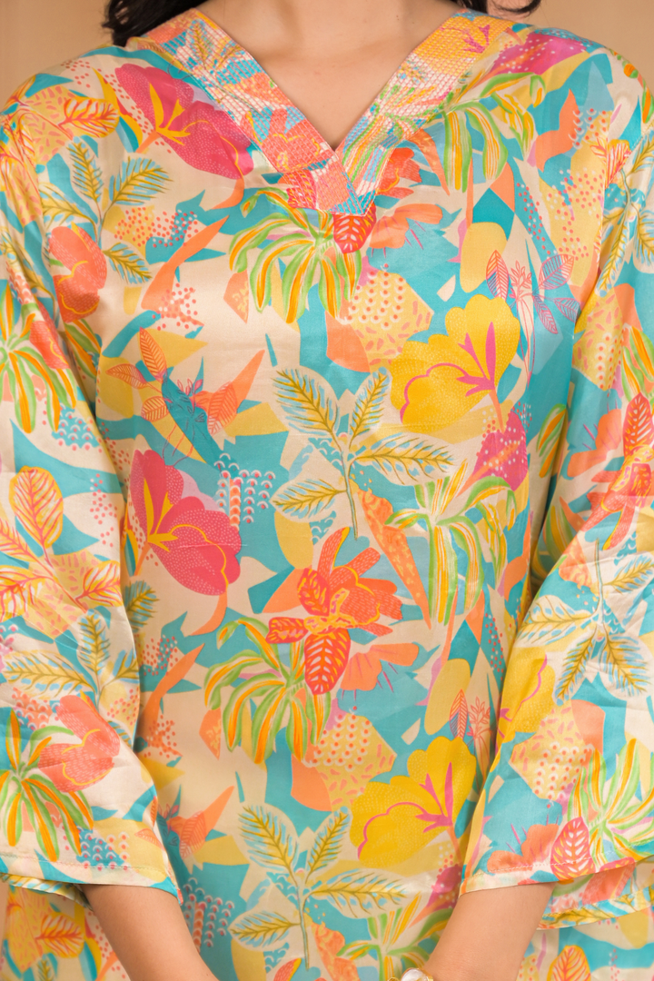 Printed Silk blend Kurta