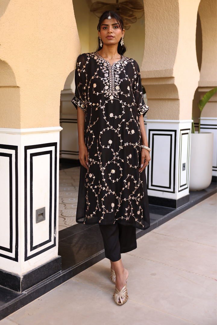 Black Kaftan Indo Western