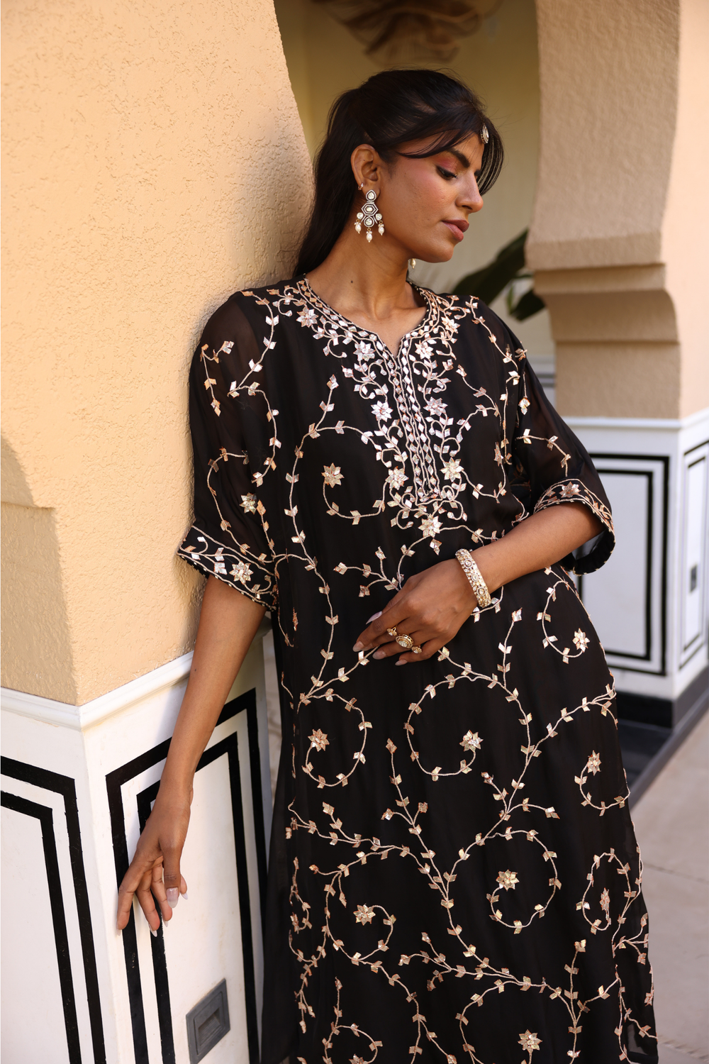 Black Satin Kaftan Online