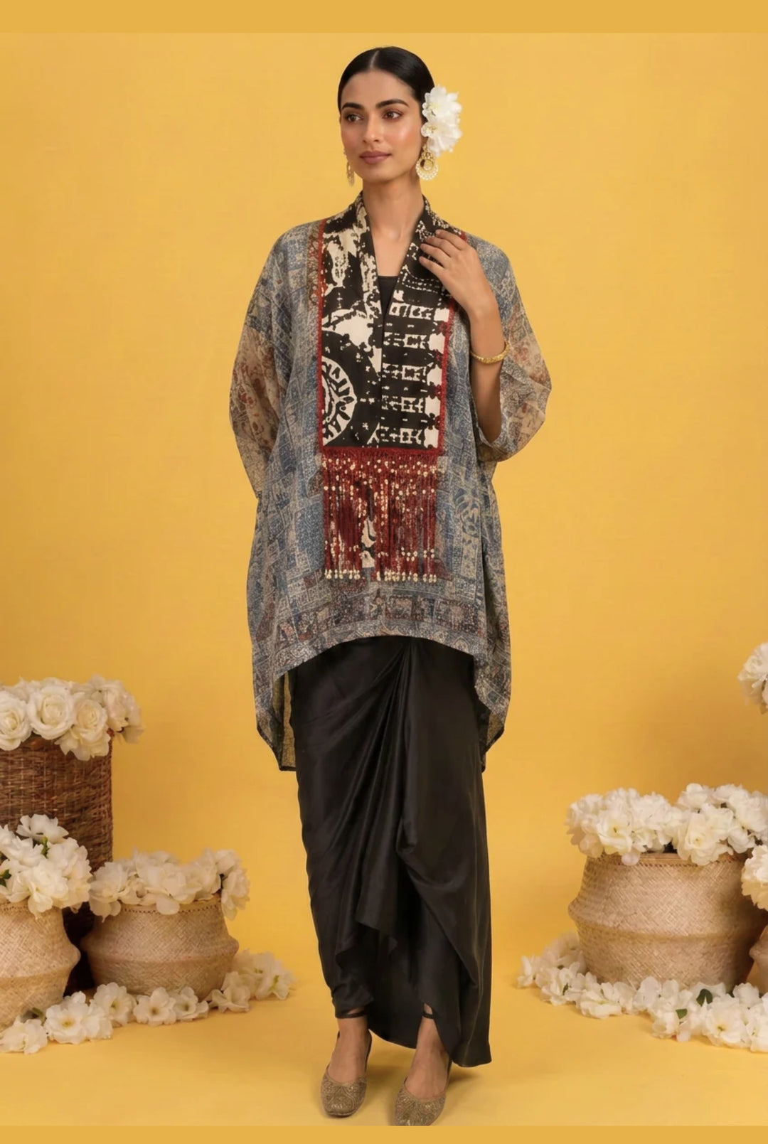 Embellished Crepe Silk Suit