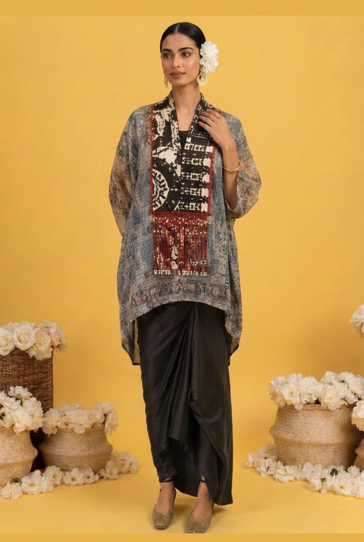 Embellished Crepe Silk Suit