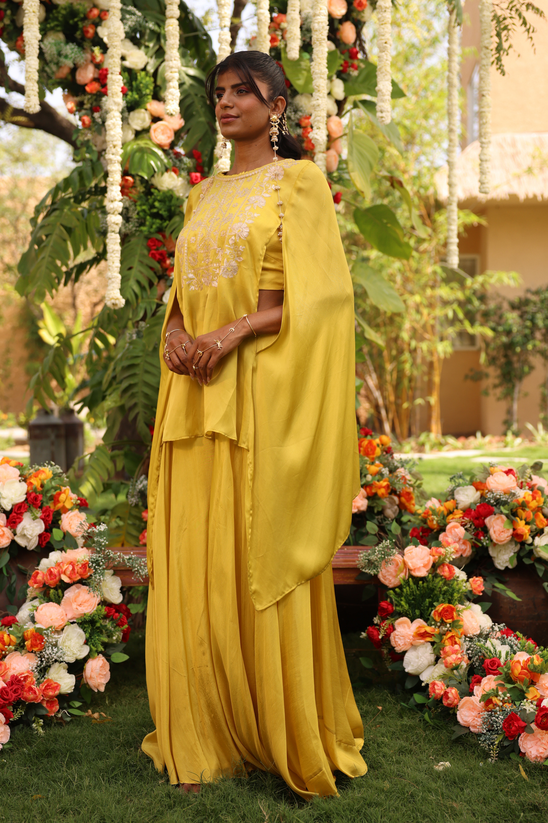 Peach Crepe Indo Western Online