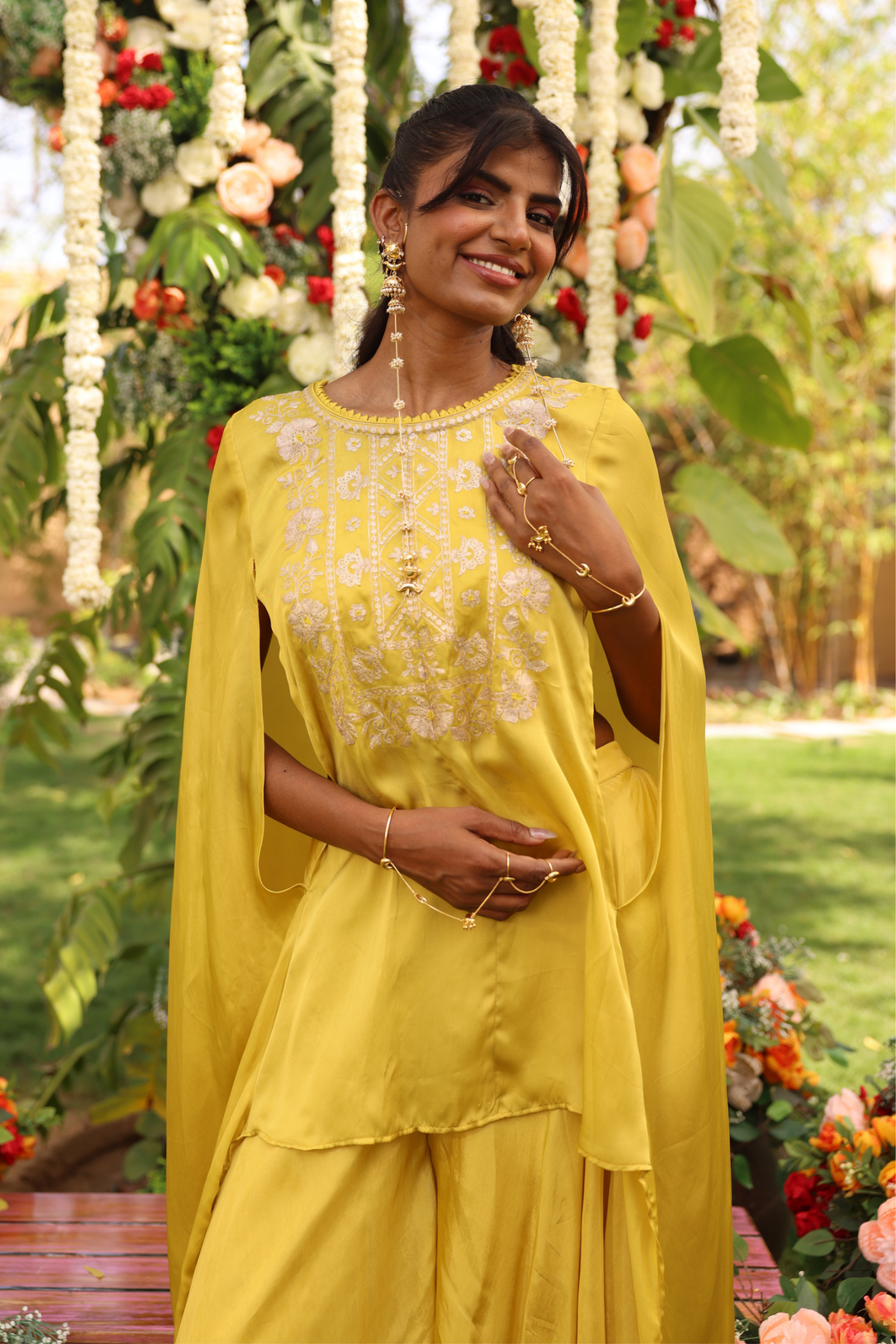 Peach Indo Western
