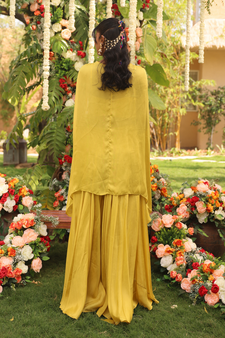 Crepe Indowestern with Aari work.