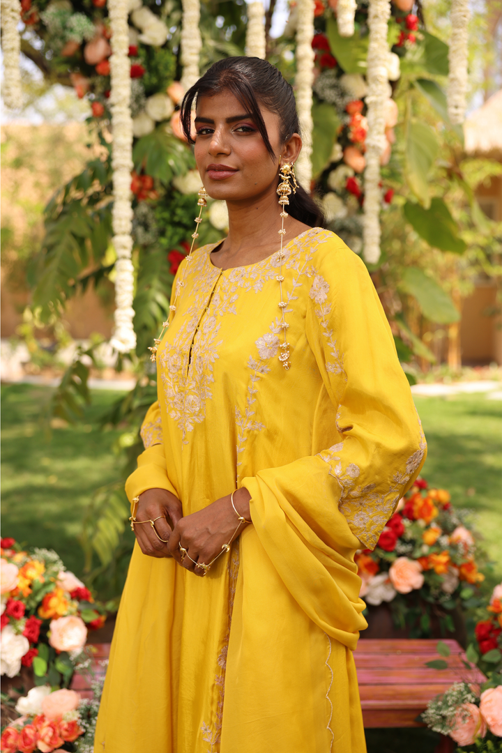 Silk Suit Set with Aari work.
